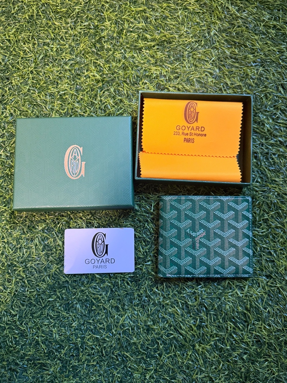 Goyard Teal Green Chevron Card Holder